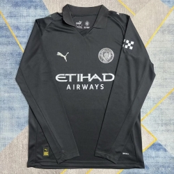 2526 m city black long sleeves soccer jersey size S-4XL